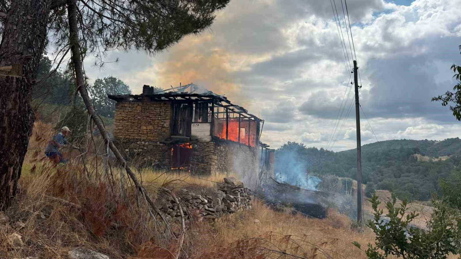 Ahırda çıkan yangın ormana sıçradı, büyümeden söndürüldü