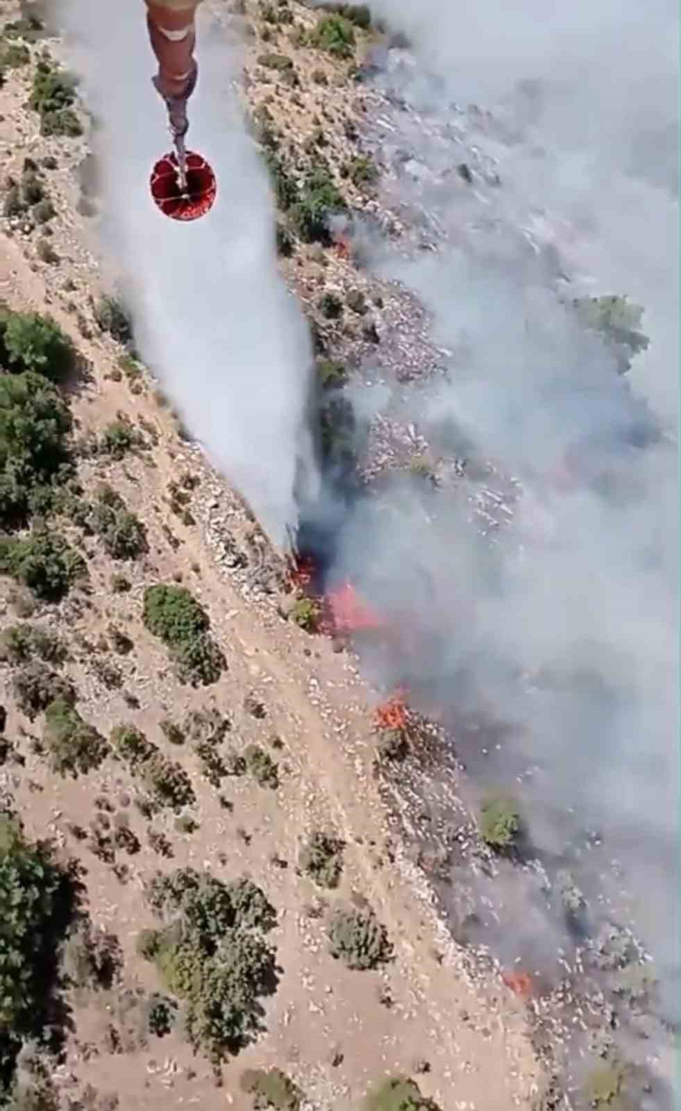 Kiraz’daki orman yangına havadan ve karadan müdahale
