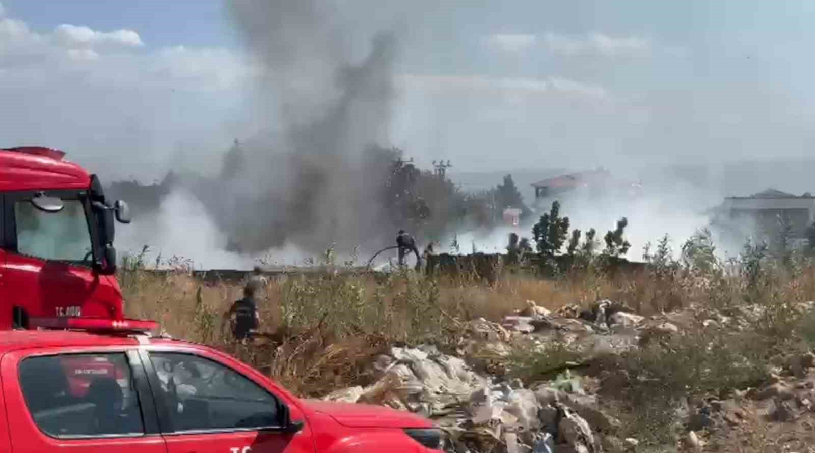 Zeytinlik alanda çıkan yangın korkuttu