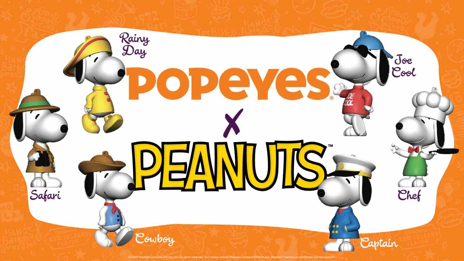 Popeyes, Snoopy’yi altı farklı karakteriyle çocuk menüsüne taşıdı