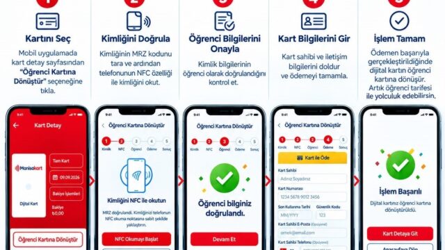 MANİSA’YA ÜNİVERSİTE EĞİTİMİ İÇİN GELMEYE HAZIRLANAN ÖĞRENCİLER İÇİN MANİSAKART İŞLEMLERİNDE YENİ BİR KOLAYLIK SAĞLANDI. FİZİKSEL ÖĞRENCİ MANİSAKART’I BULUNMAYAN ÖĞRENCİLER, KART İŞLEM MERKEZLERİNE GİTMEDEN DİJİTAL TAM KARTLARINI MOBİL UYGULAMA ÜZERİNDEN ‘ÖĞRENCİ KARTI’NA DÖNÜŞTÜREBİLECEK.