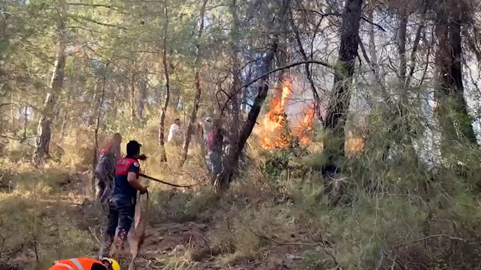 Aydın itfaiyesinin, Marmaris’te ateşle mücadelesi sürüyor
