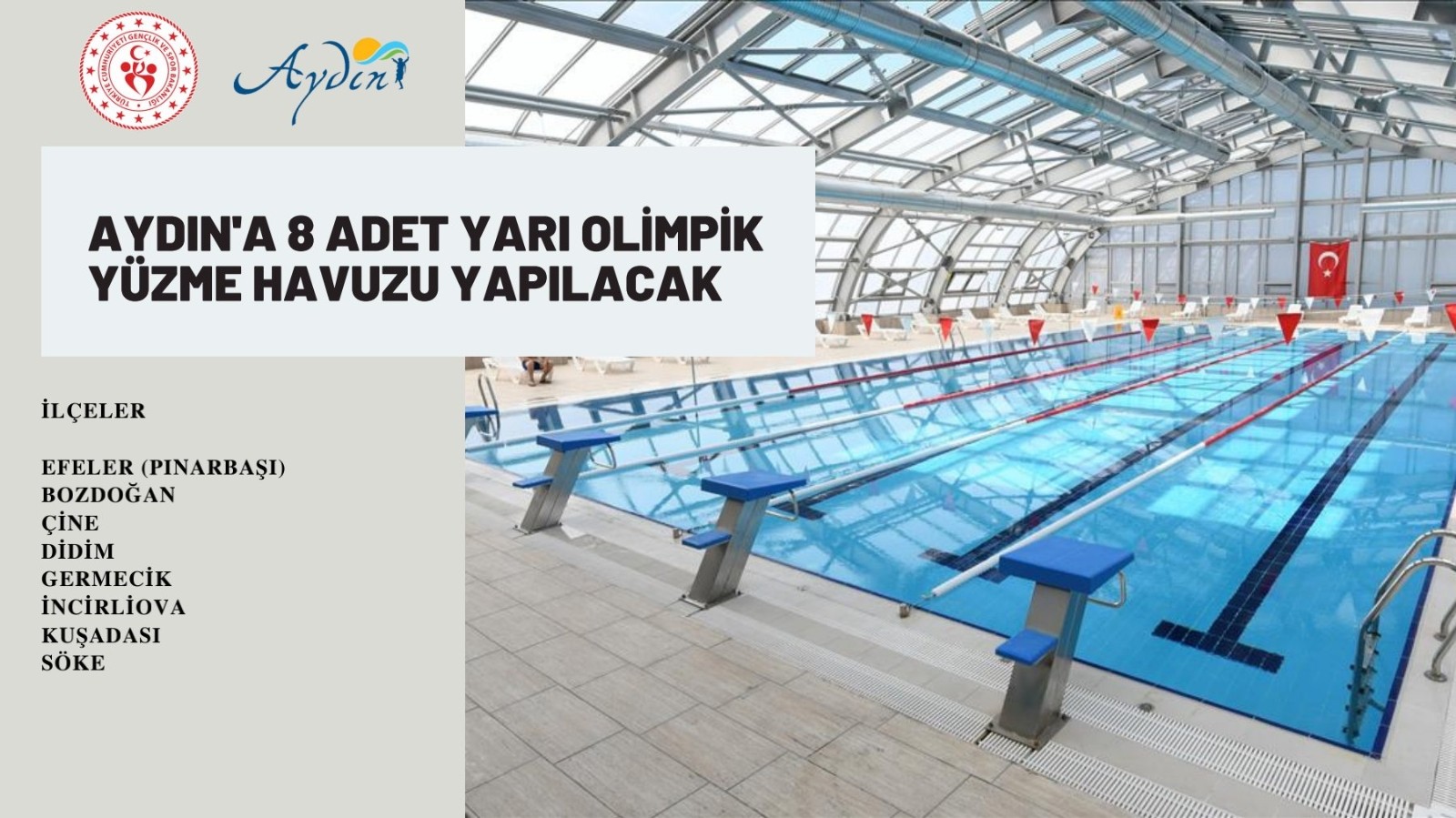 Aydın’a 8 adet yarı olimpik yüzme havuzu yapılacak