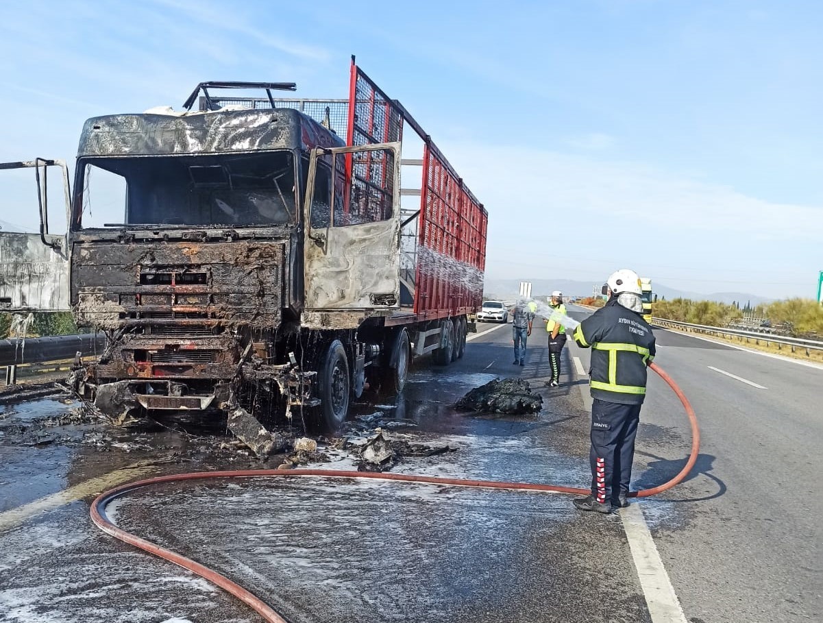 Aydın’da yanan tır alevlere teslim oldu