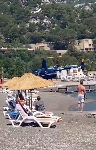 Marmaris’te plaja helikopter indi